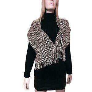VINTAGE Mater Materiae Houndstooth Fringed Scarf Italy UNISEX